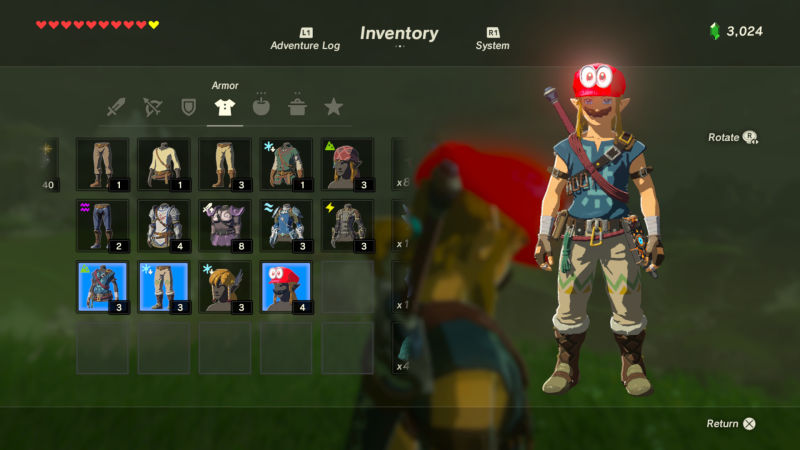 link mario odyssey cap botw