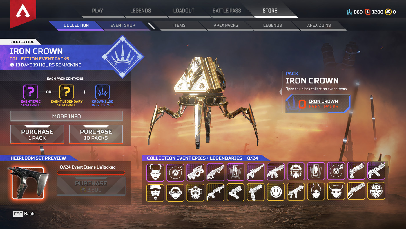 apex legends iron crown event