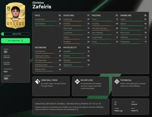Οι κορυφαίοι παίκτες του ΠΑΟΚ στο EA Sports FC 27 7 Οι κορυφαίοι παίκτες του ΠΑΟΚ στο EA Sports FC 27