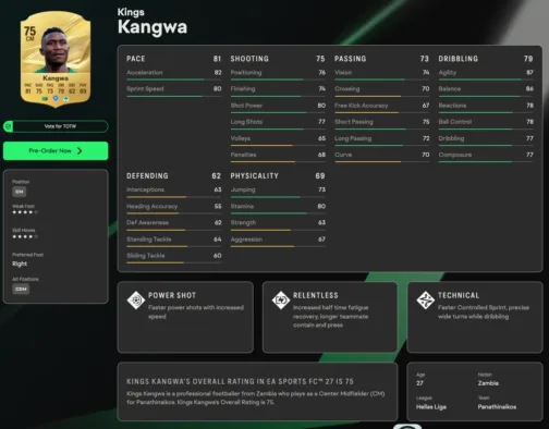 Οι κορυφαίοι παίκτες του Παναθηναϊκού στο EA Sports FC 27 8 Οι κορυφαίοι παίκτες του Παναθηναϊκού στο EA Sports FC 27